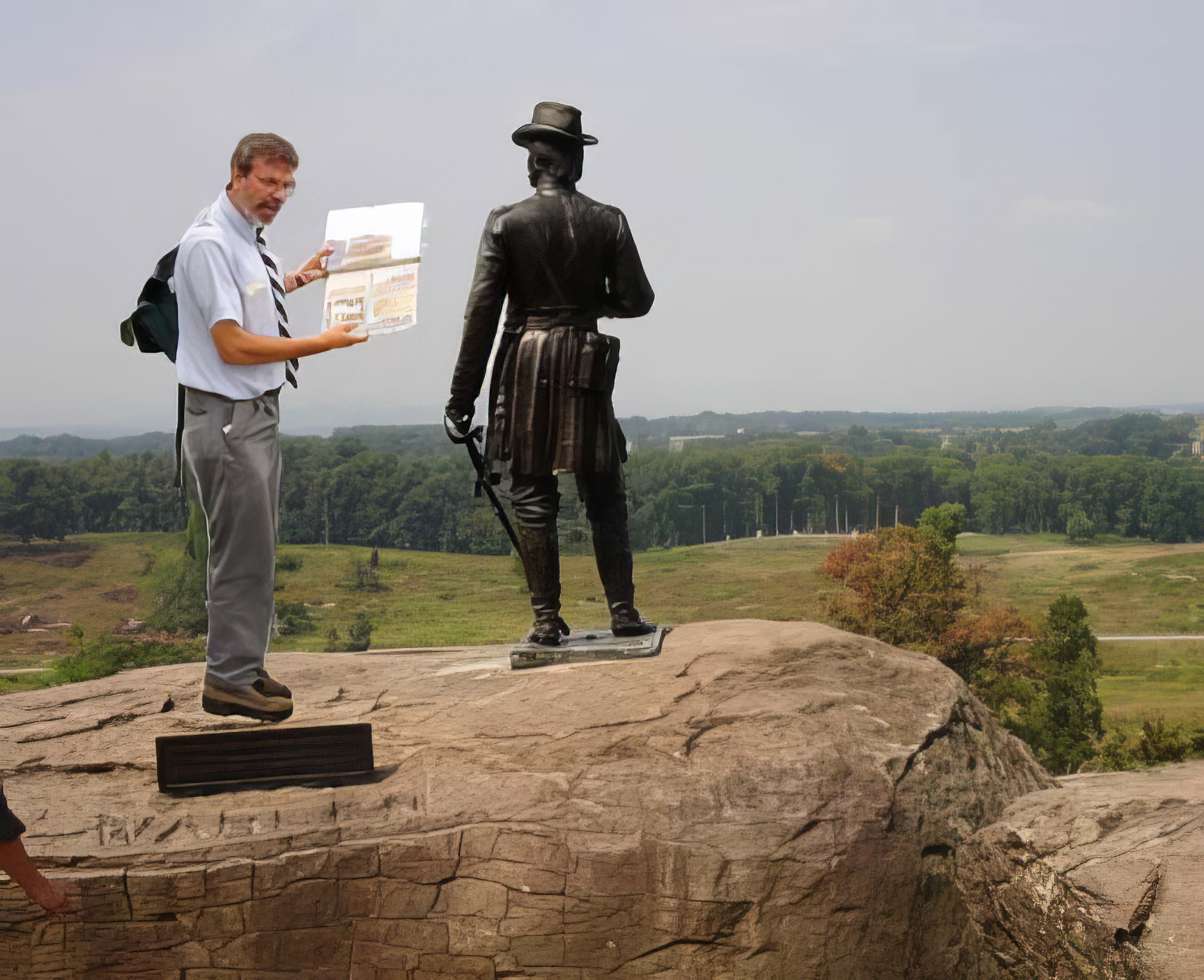 Tim Smith and Gouverneur Warren statue
